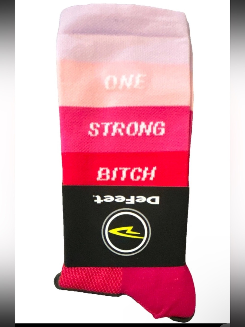 DeFeet Strong Strong Supply 'One Strong B!tch' Crew Socks Pink Gradient Small